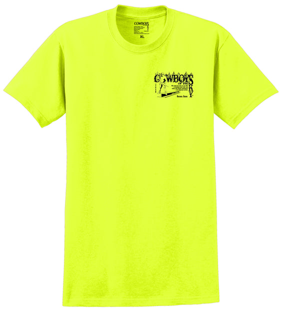 Cowboys of the Sky Safety T-Shirt (Neon Green) – Cowboys of the Sky  Original Work Jeans