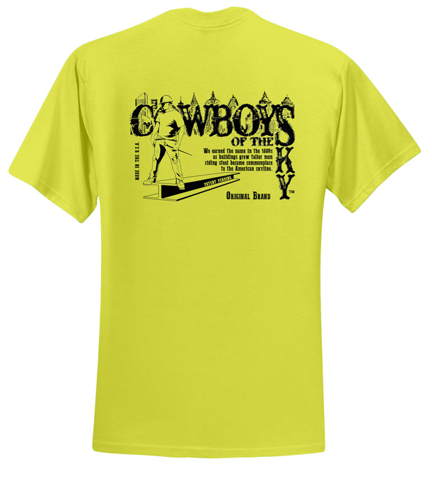 "Cowboys of the Sky" Logo Tagless T-Shirt (Neon Safety Green)